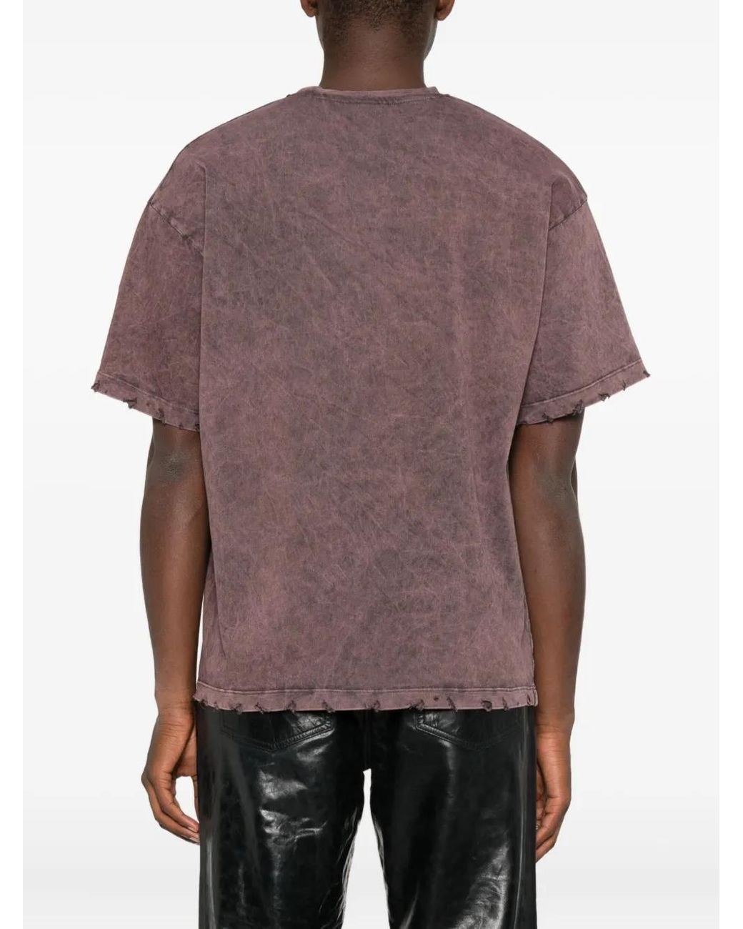 Gcds Purple Distressed-Effect Graphic-Print T-Shirt for men
