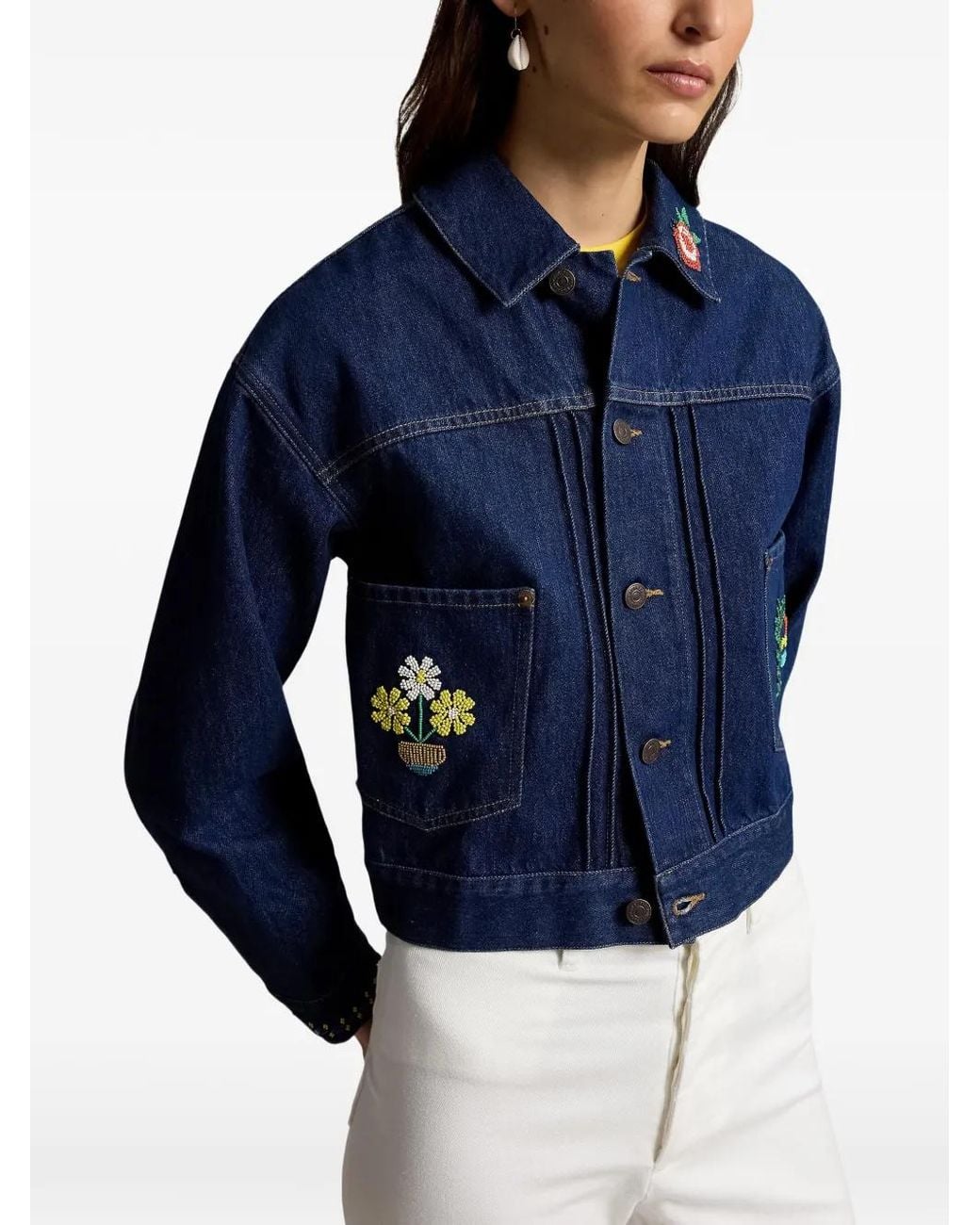 Polo Ralph Lauren Blue Bead-Embellished Denim Jacket