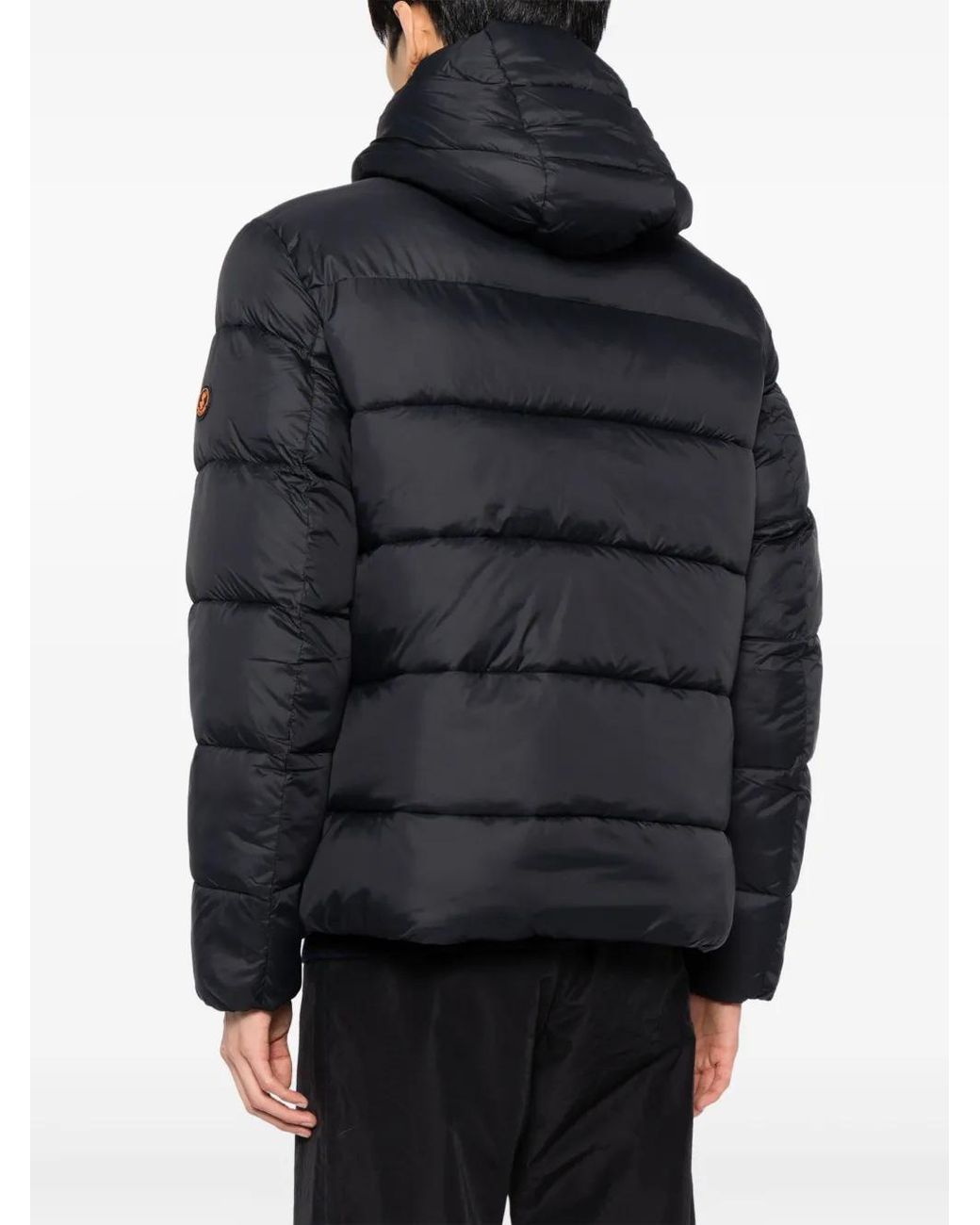 Save The Duck Black Hooded Quilted Jacket for men