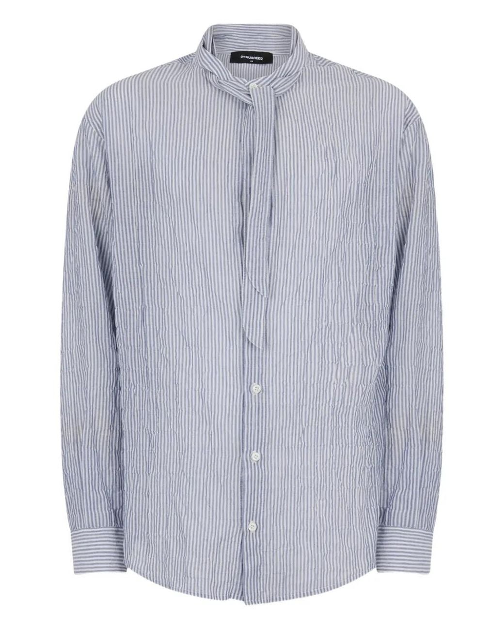 DSquared² Blue Tie Dropped Shoulder Shirt for men