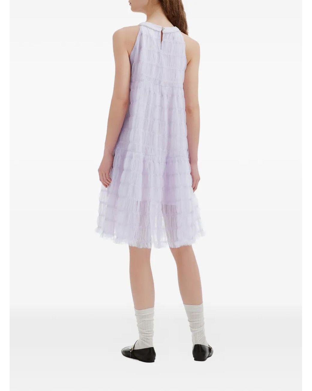 B+ AB White Tiered Ruched Dress