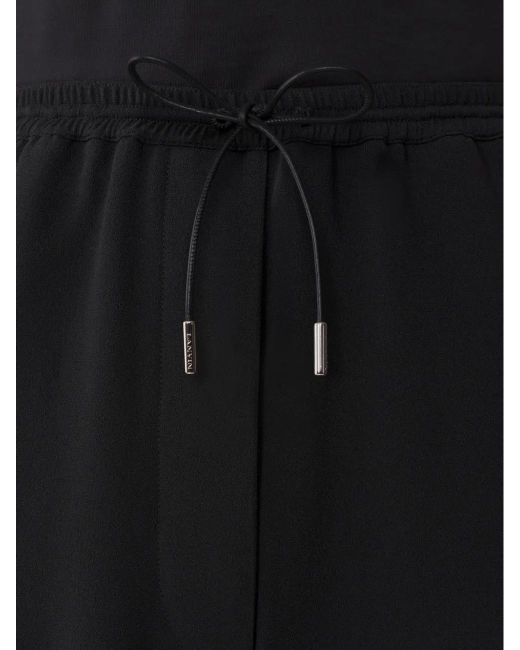 Lanvin Black Drawstring Wide-Leg Trousers