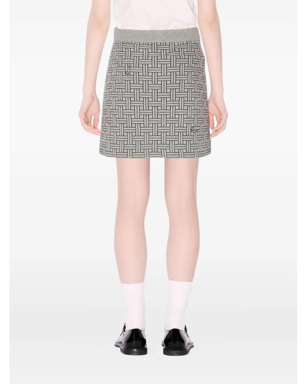 KENZO Weave Mini-Rok Met Logodetail in het Gray