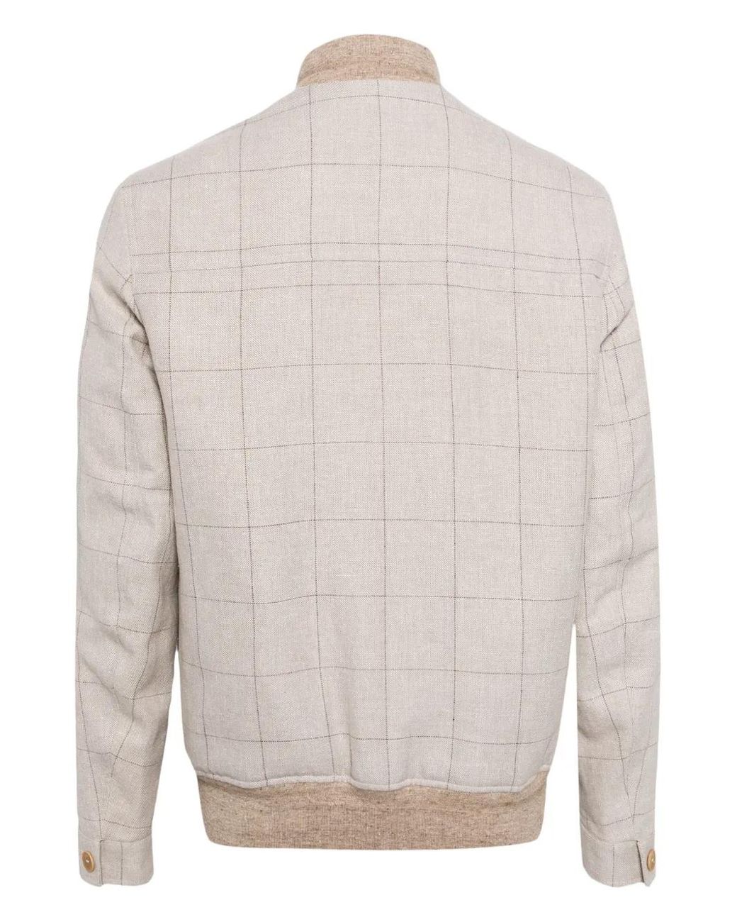 Luciano Barbera White Check-Pattern Bomber Jacket for men