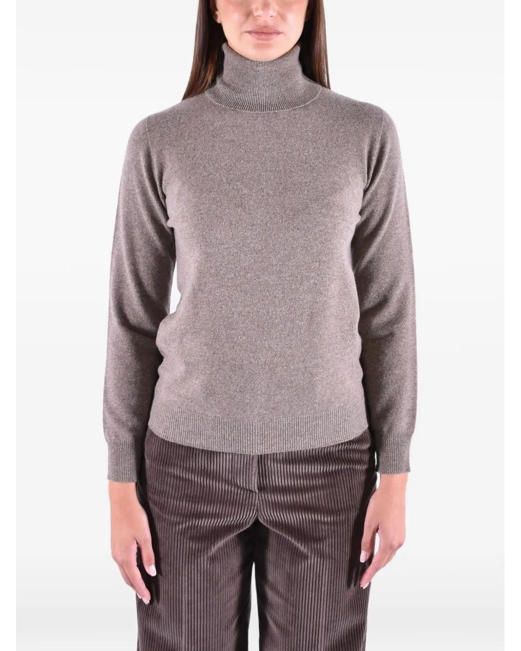 Kangra Purple Roll-Neck Ribbed-Trim Sweater