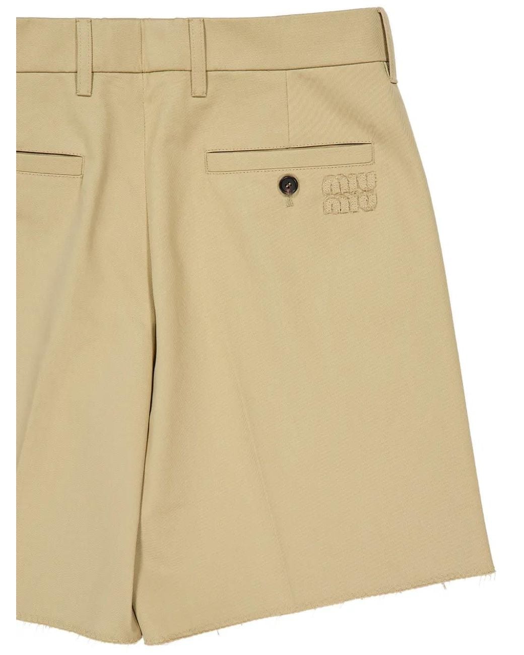 Miu Miu Natural Pressed-Crease Shorts