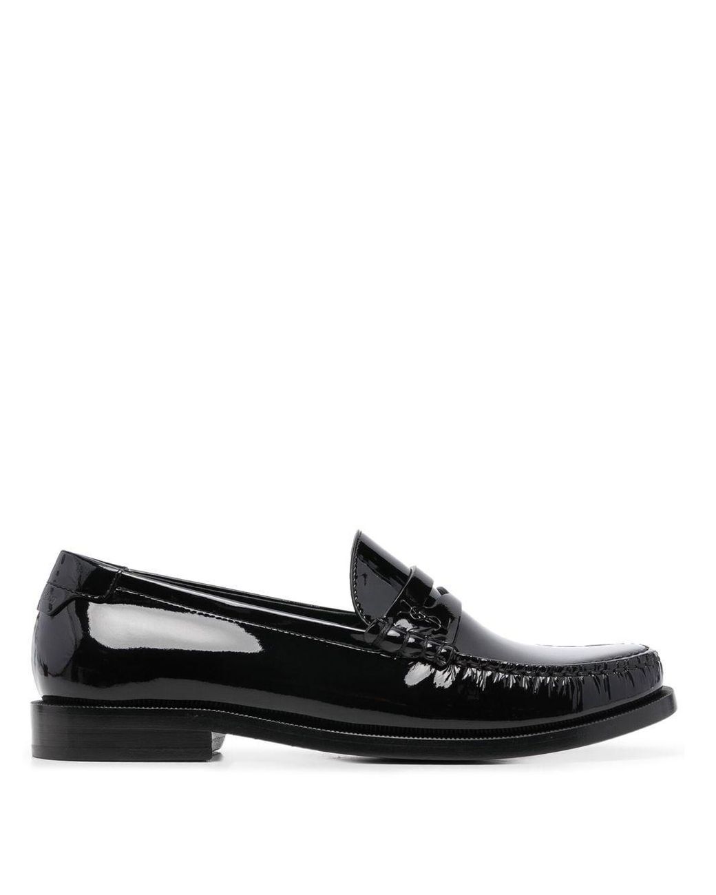 sandalias y chanclas de Mocasines Mocasines con cordones Saint Laurent de Cuero de color Negro Mujer Zapatos de Zapatos planos 