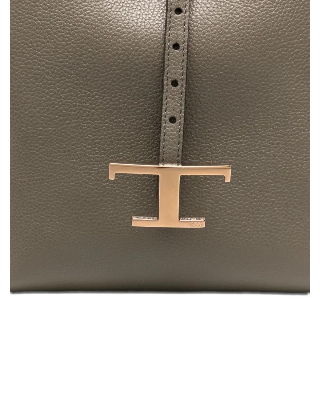 Tod's Gray T-Buckle Leather Shoulder Bag