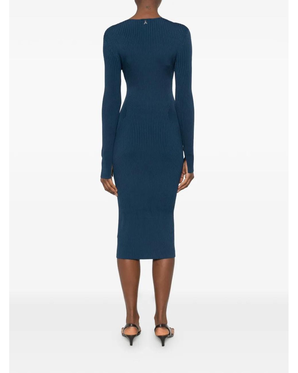 Patrizia Pepe Crossover Knit Midi Dress in Blue | Lyst