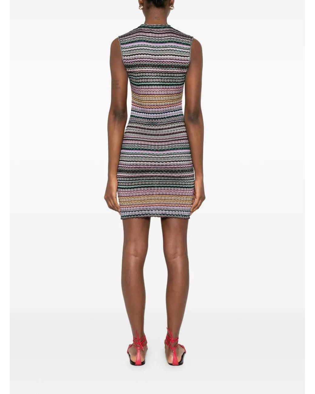 Missoni Gray Striped-Pattern Mini Dress