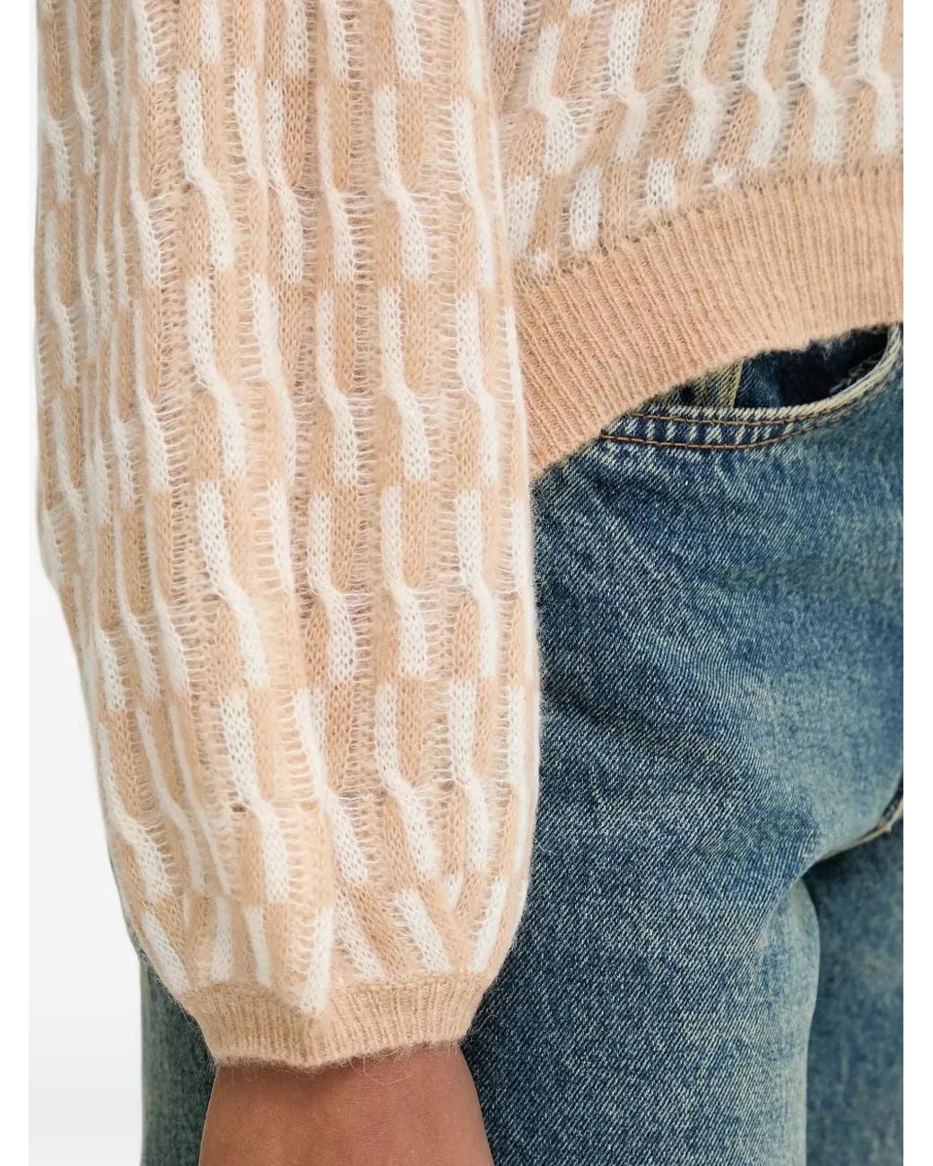 Benetton Blue Patterned V-Neck Sweater