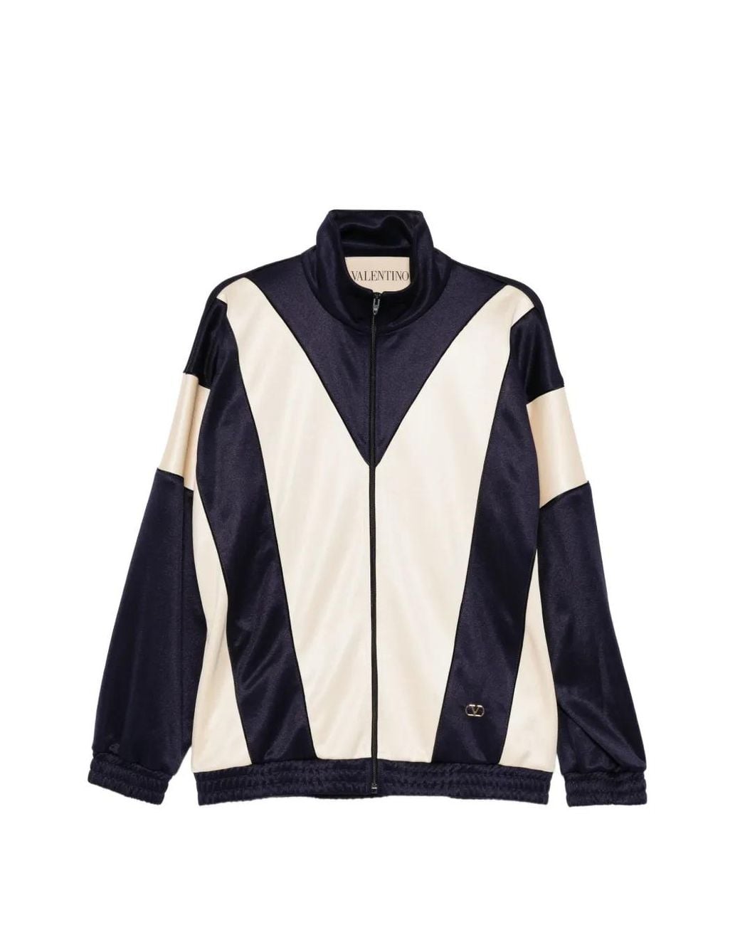 Valentino Garavani Blue Logo-Patched Zip-Up Sweatshirt for men