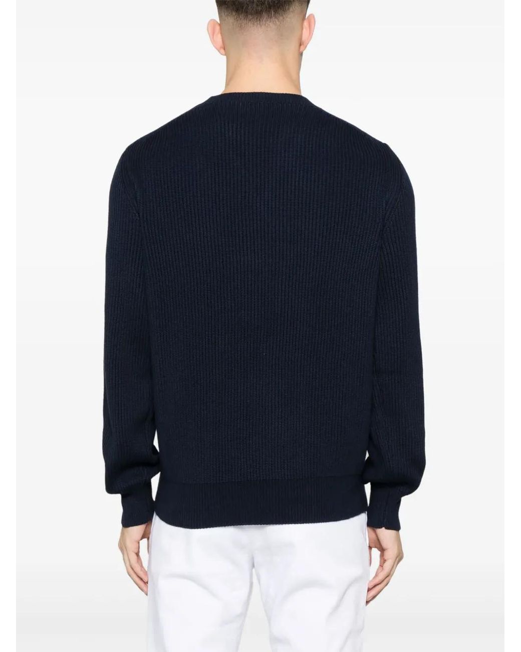Canali Gerippter Strickpullover in Blue für Herren