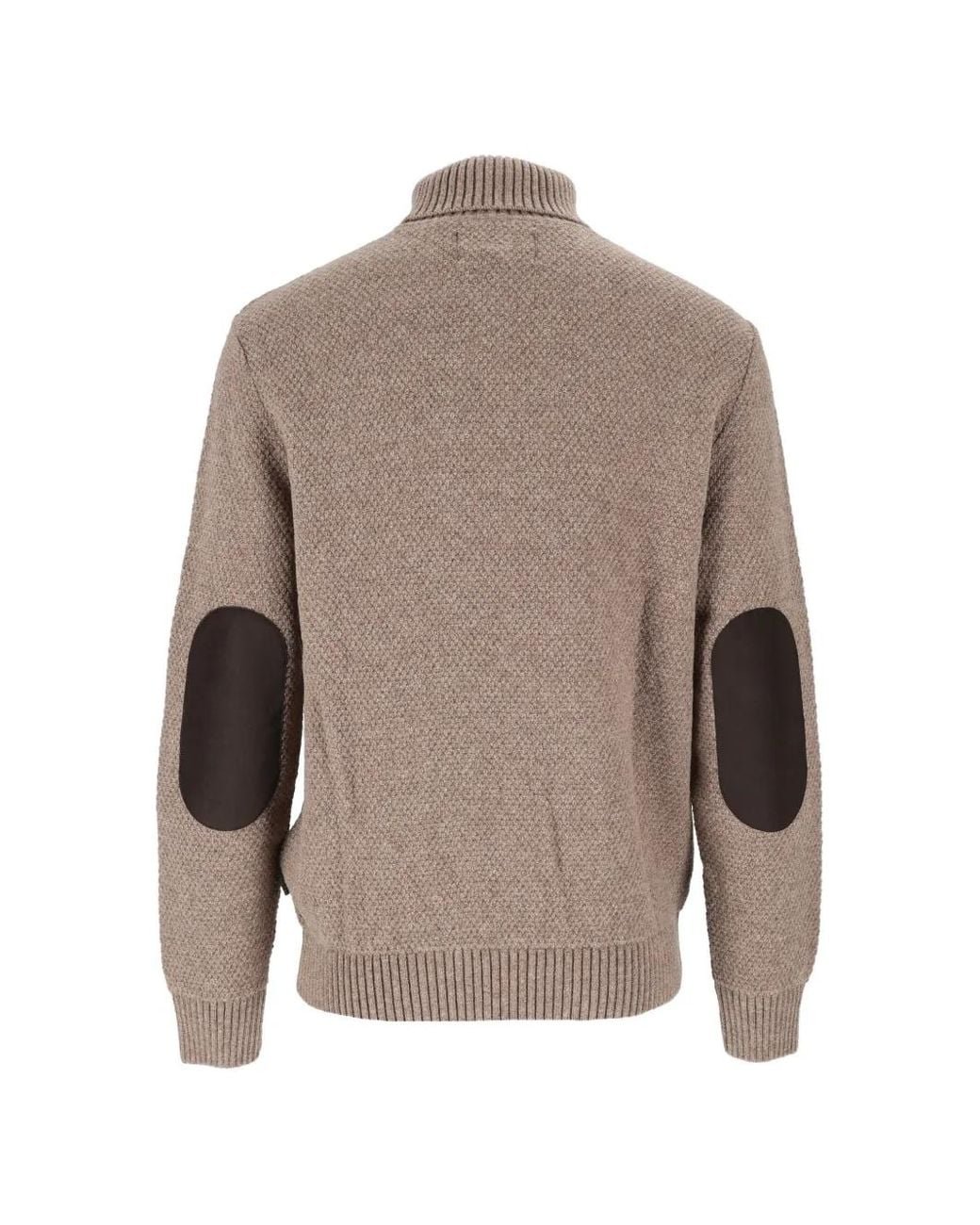 Barbour Brown Cable-Knit Roll-Neck Sweater for men
