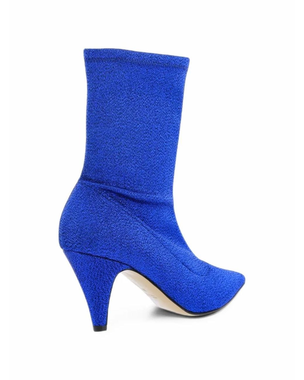 Giampaolo Viozzi Blue Glitter-Effect Stretch Ankle Boots