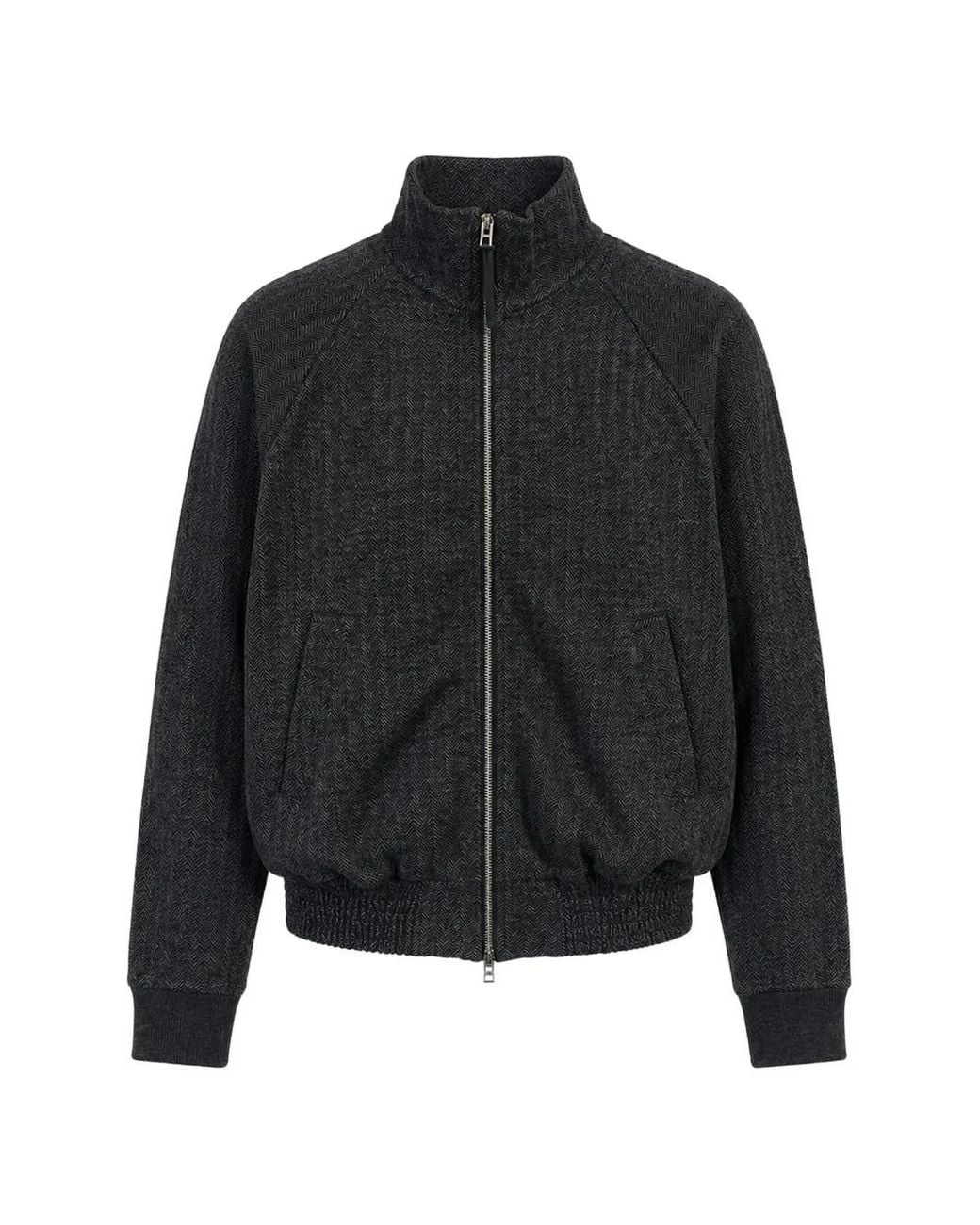 Tom Ford Black Herringbone-Pattern Nubuck-Detail Sweater for men