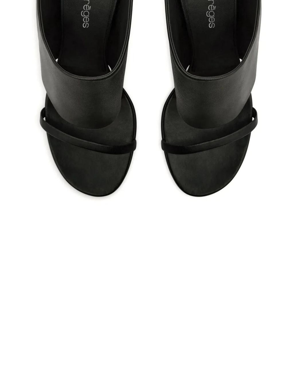 Courreges Black Oblique Sandals With Leather Heel