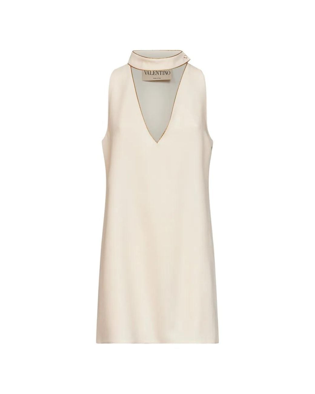 Valentino Garavani White Piping-Detailing Mini Dress