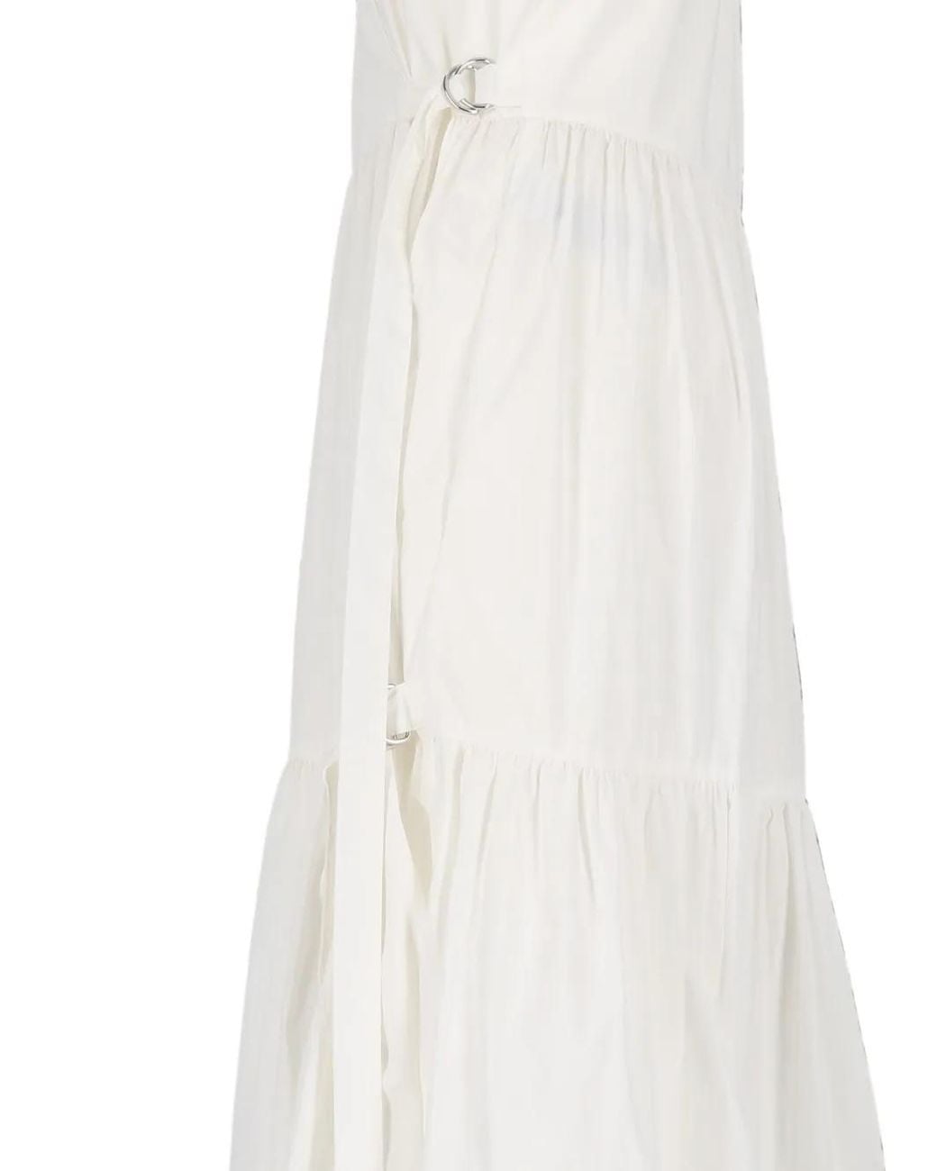 P.A.R.O.S.H. White Tiered Wrap Maxi Dress