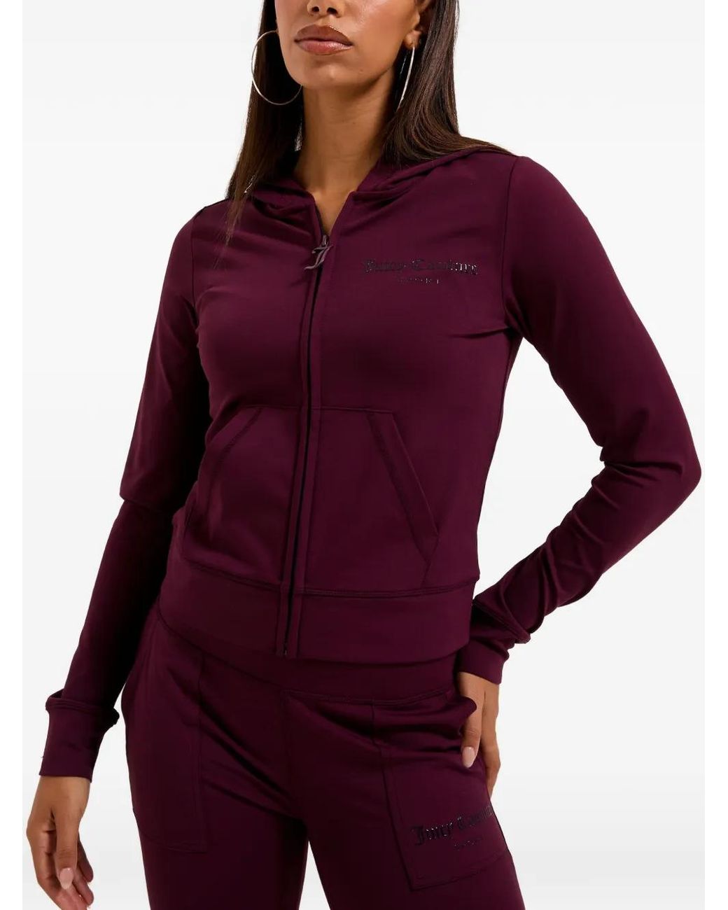 Juicy Couture Purple Logo-Print Zip-Up Hoodie