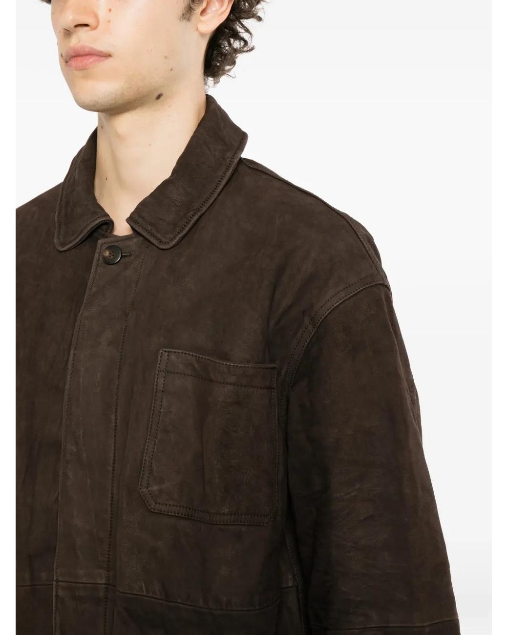Visvim Black Suede-Finish Leather Jacket for men