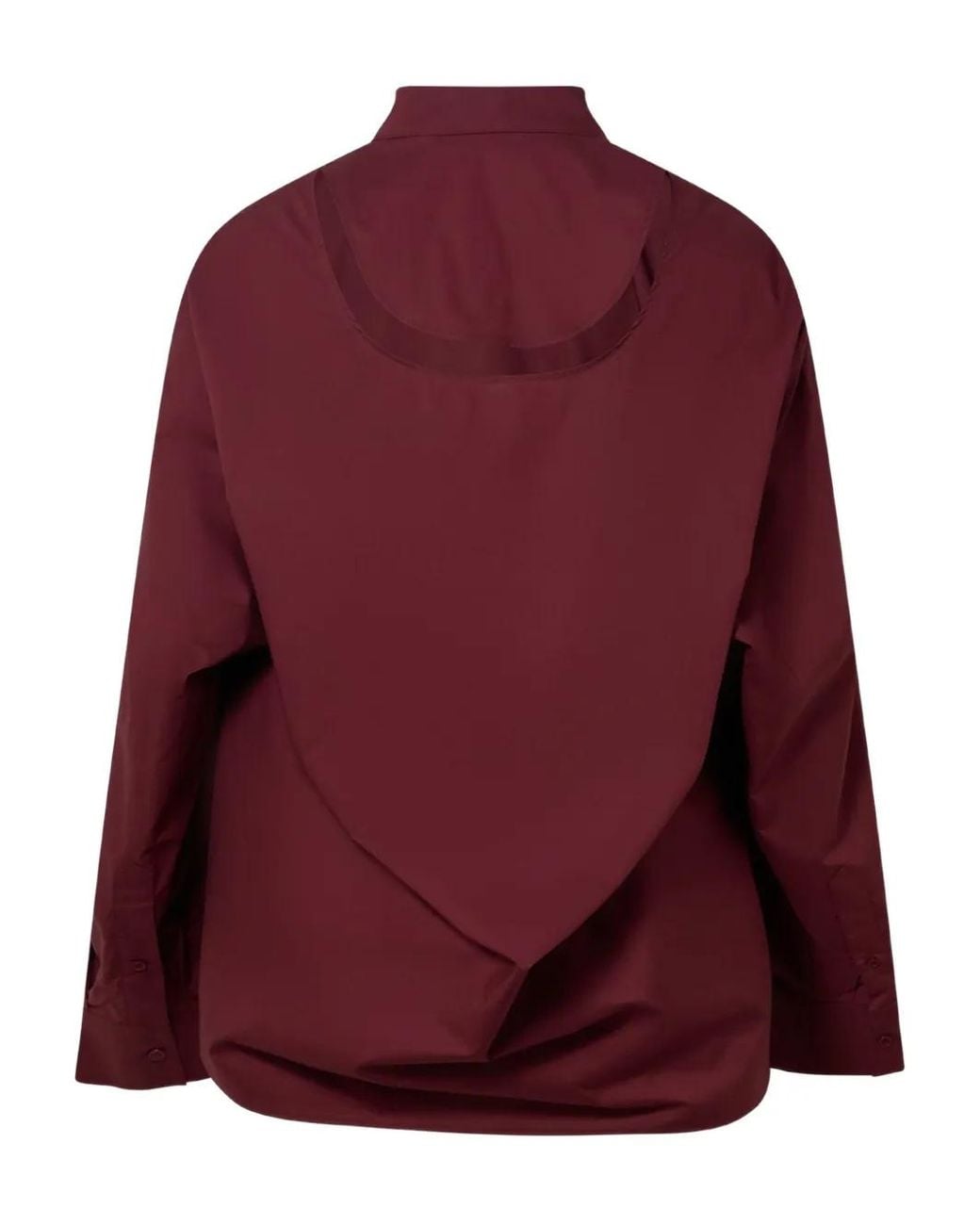 Pushbutton Red Buttoned Long-Sleeves Blouse
