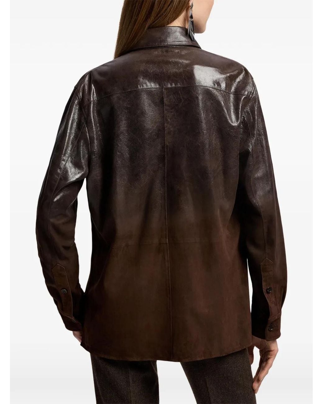 Ralph Lauren Brown Landry Degradé Suede Shirt