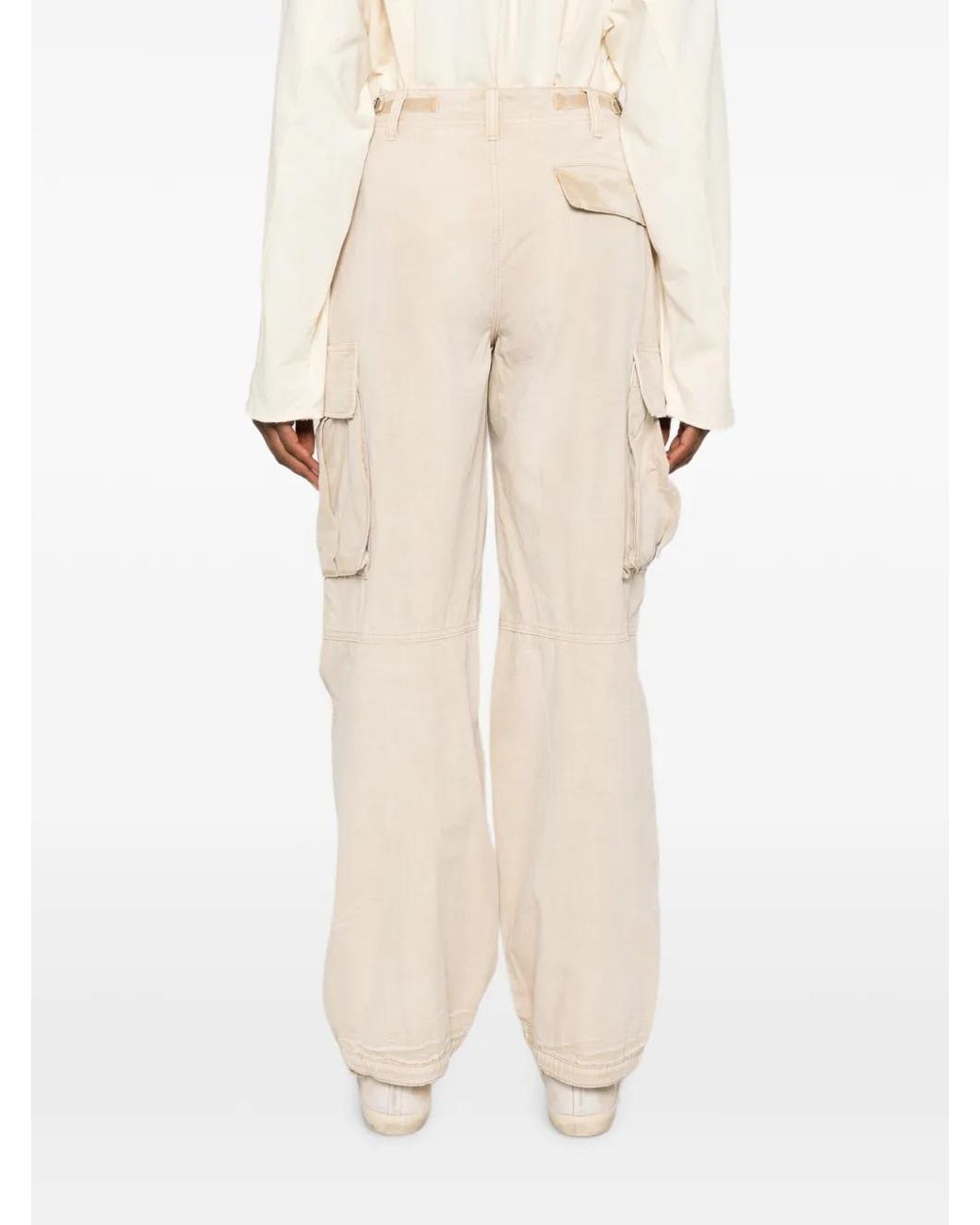 6397 White Ripstop Cotton Cargo Pants