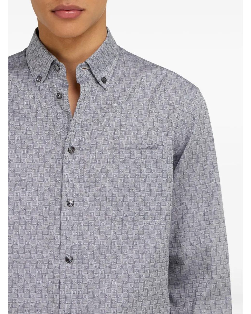 Ferragamo Gray Monogram Shirt for men