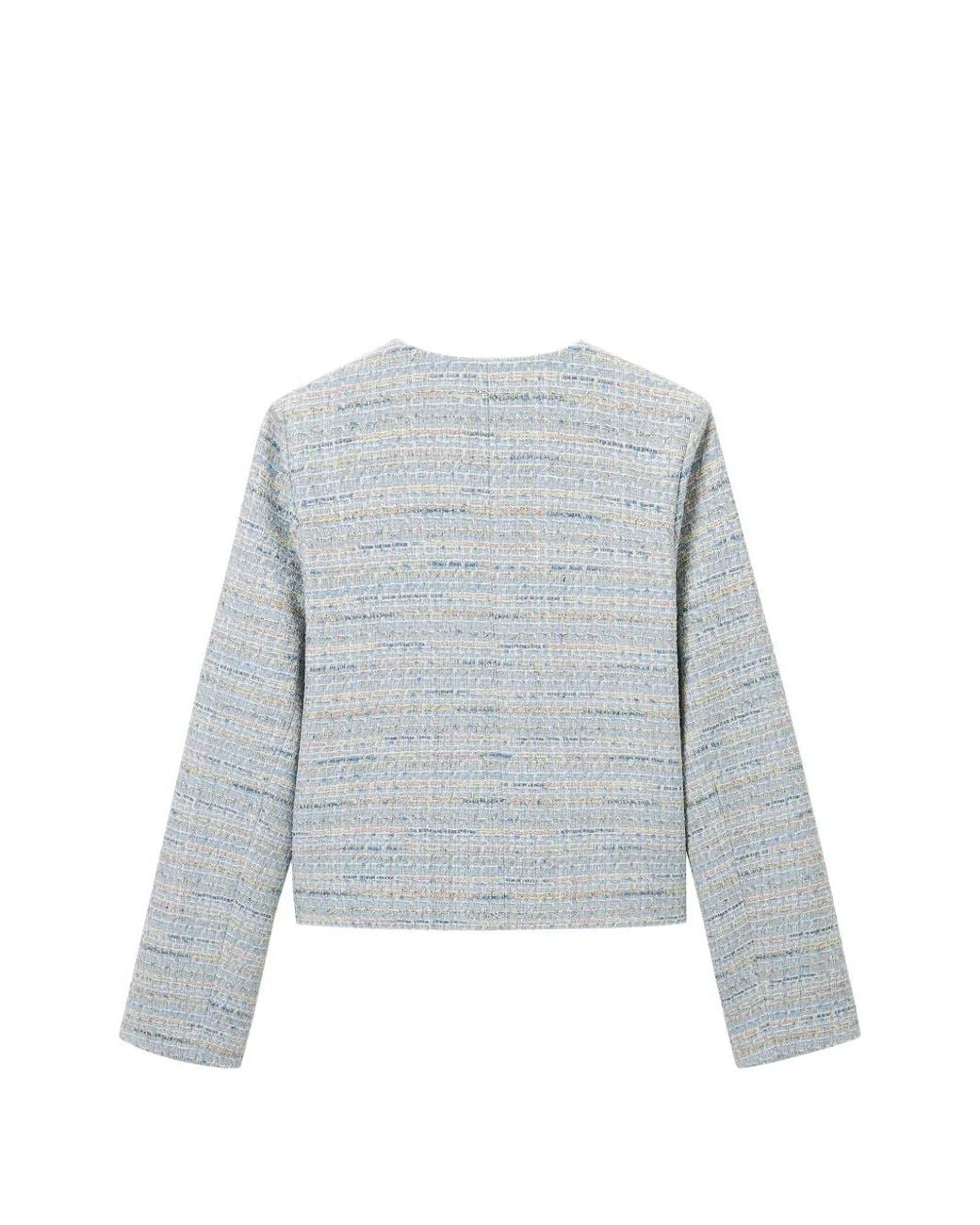 B+ AB White Fringed Tweed Jacket