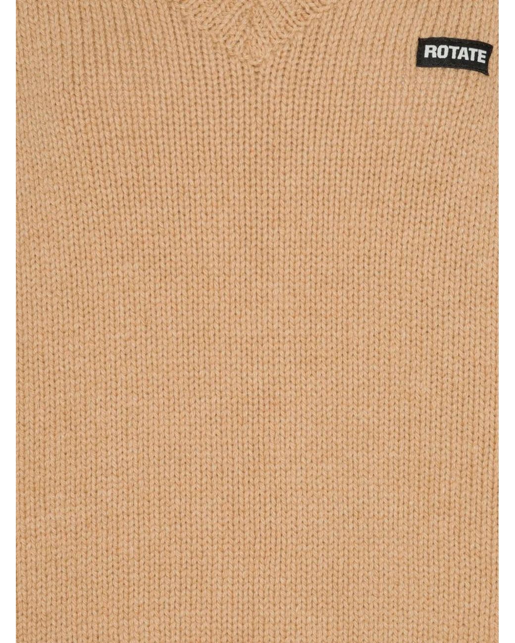 ROTATE BIRGER CHRISTENSEN Natural V-Neck Wool Sweater