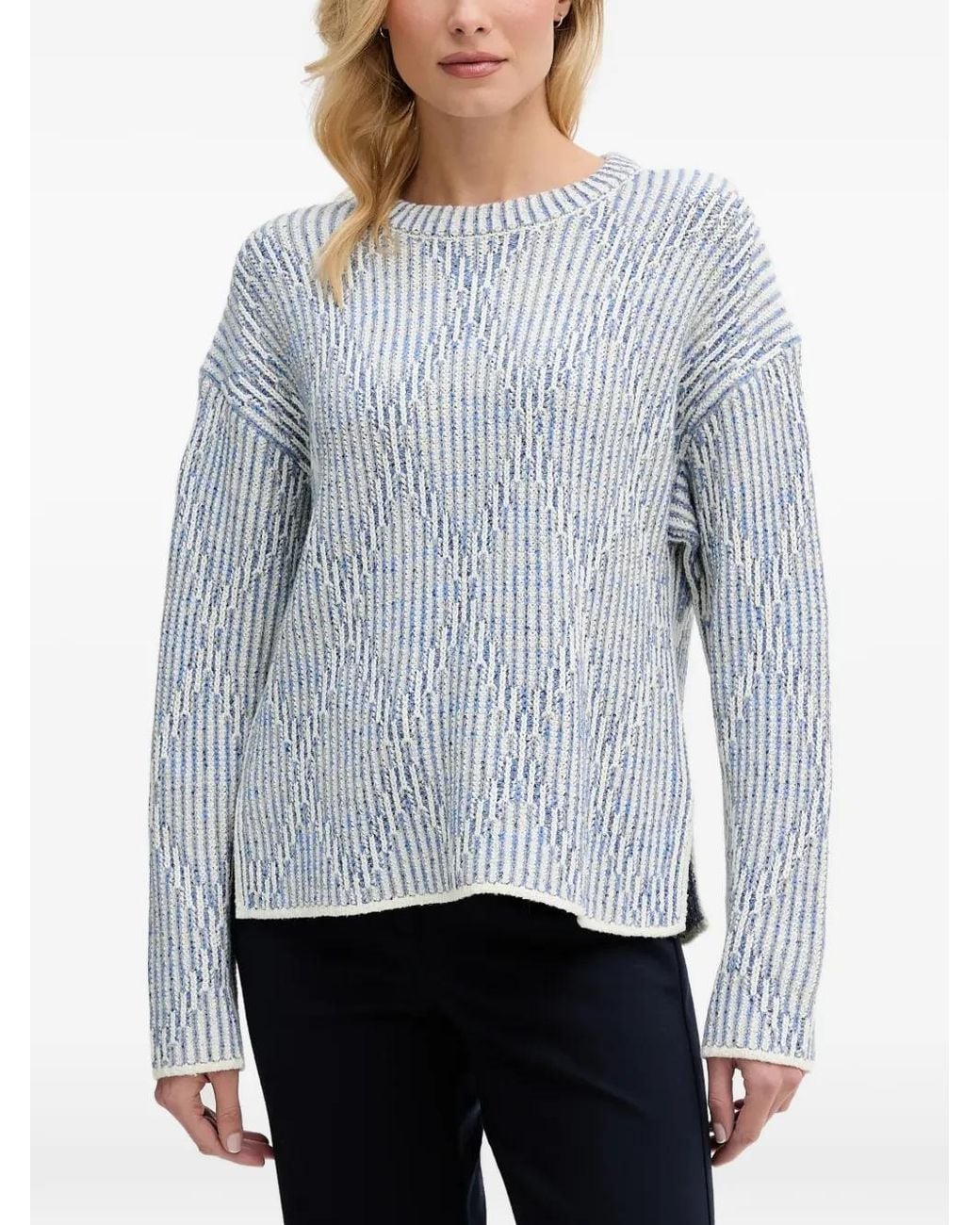Ouí Gray Striped Crew-Neck Sweater