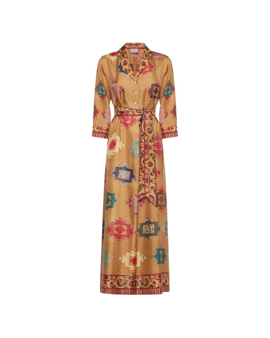 Pierre Louis Mascia White Aloe Geometric-Print Maxi Dress