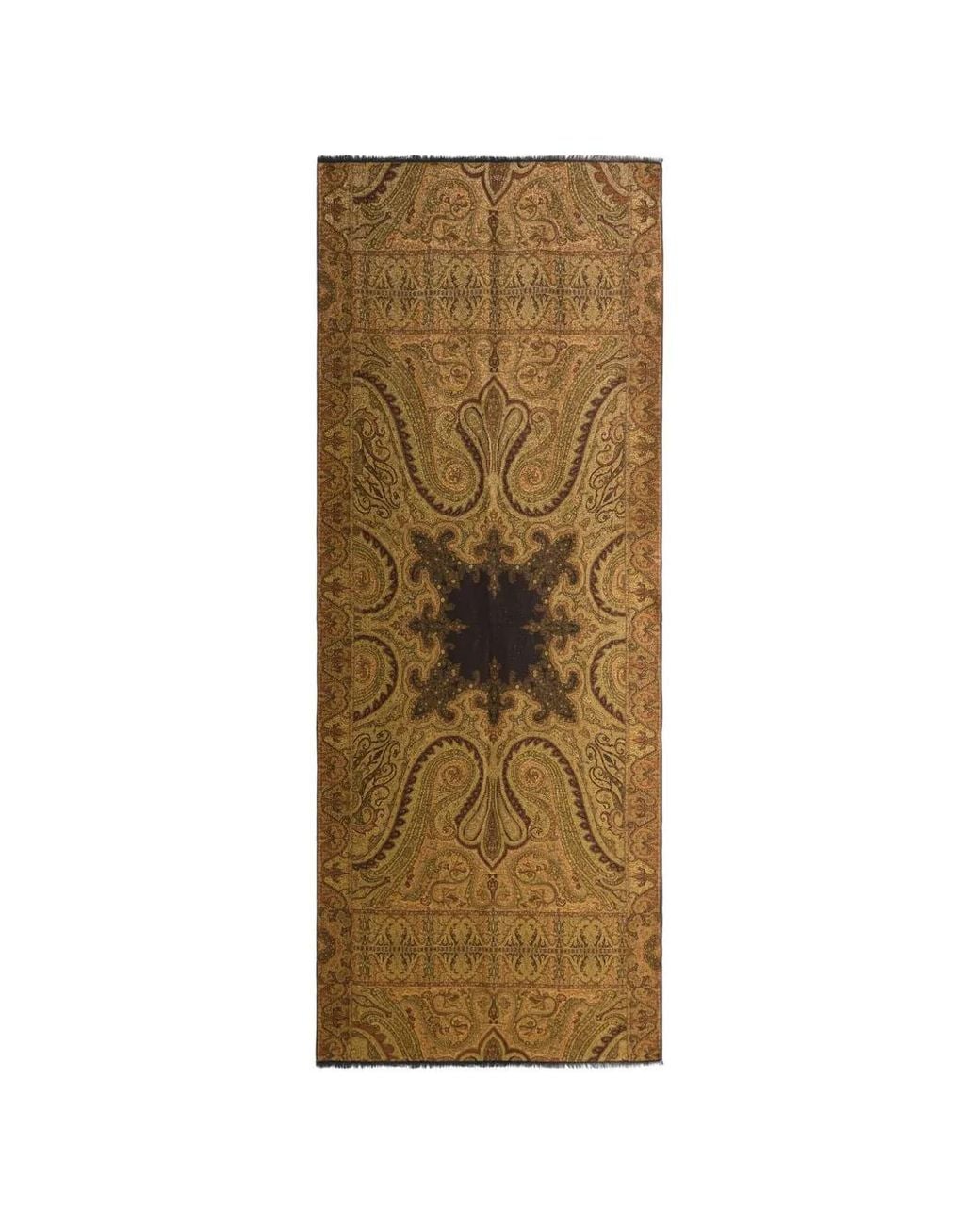 Etro Natural Wool-Blend Jacquard Scarf With Lurex