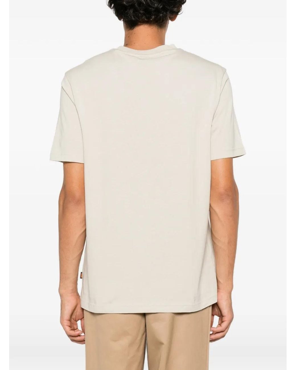 Boss White Logo-Print Crew-Neck T-Shirt for men
