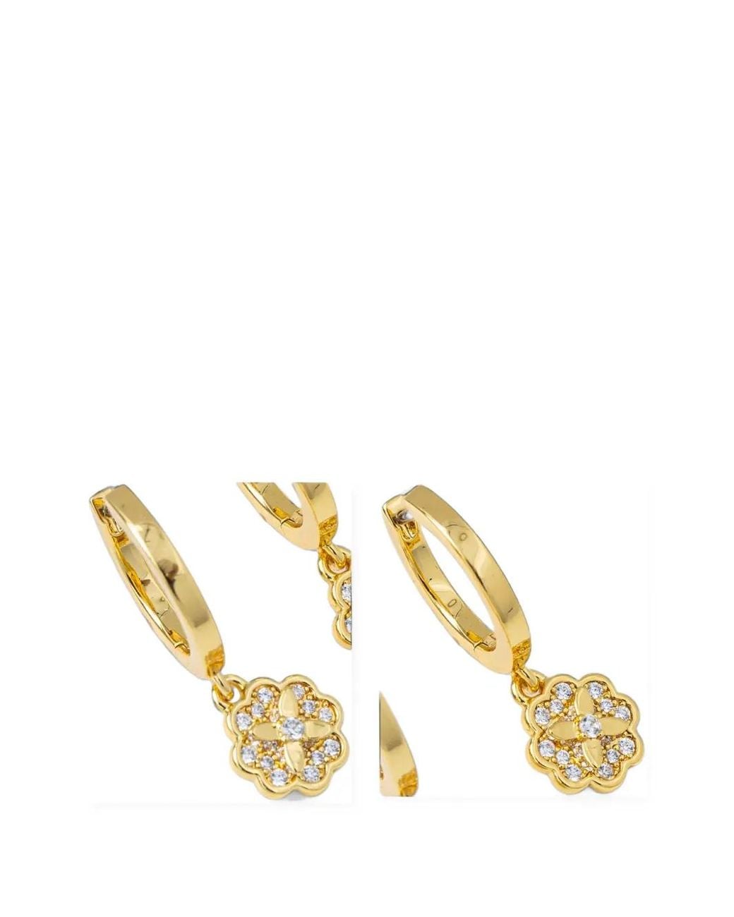Kate Spade Metallic Heritage Bloom Huggie Drop Earrings