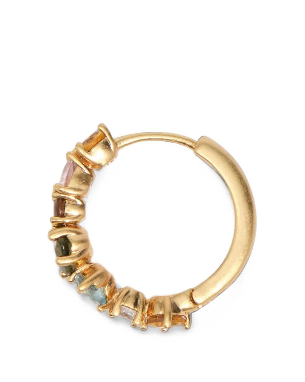 Bimba Y Lola Metallic Small Crystals Heart Hoop Earrings