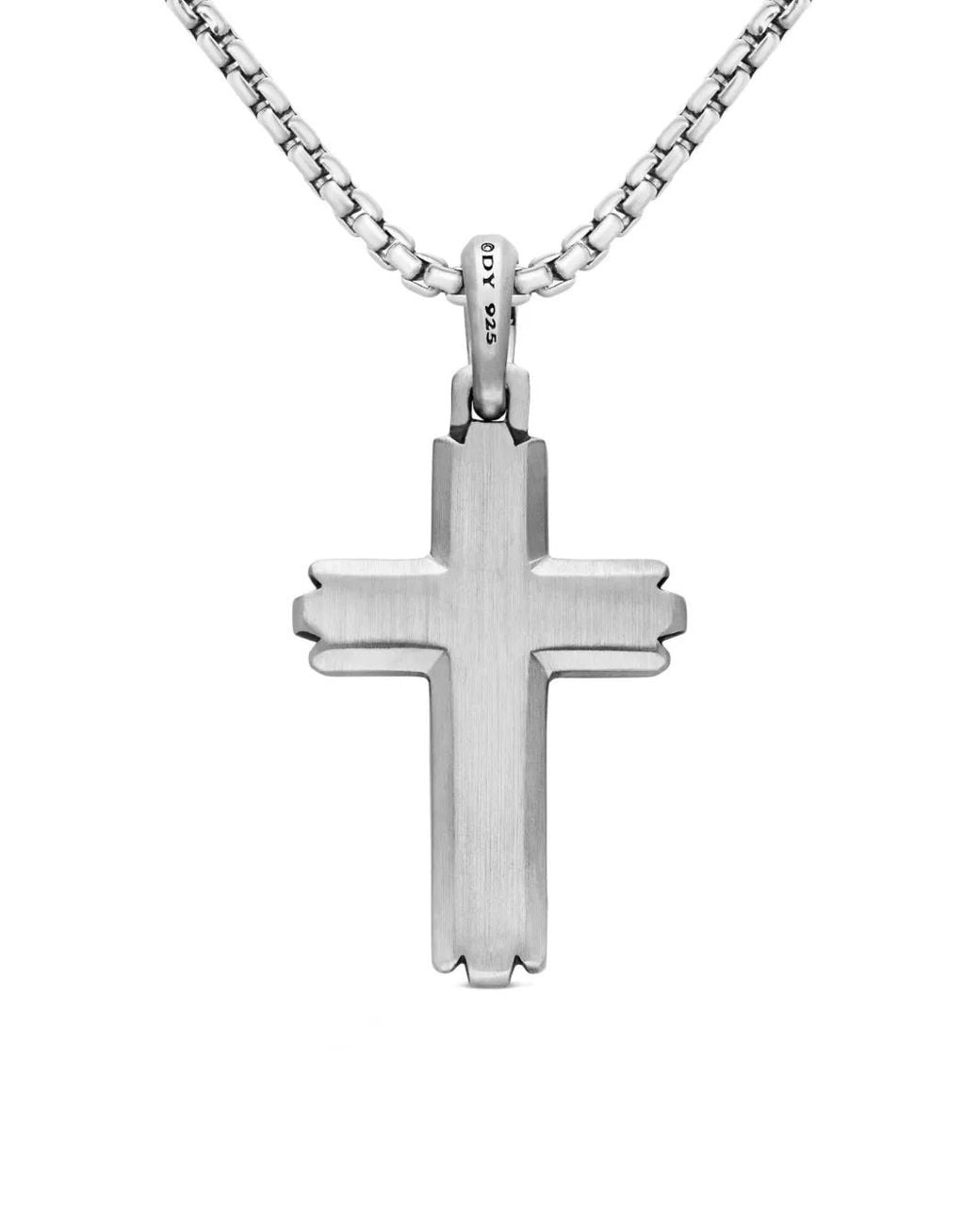 David Yurman White Sterling Deco Cross Pendant (34Mm) for men