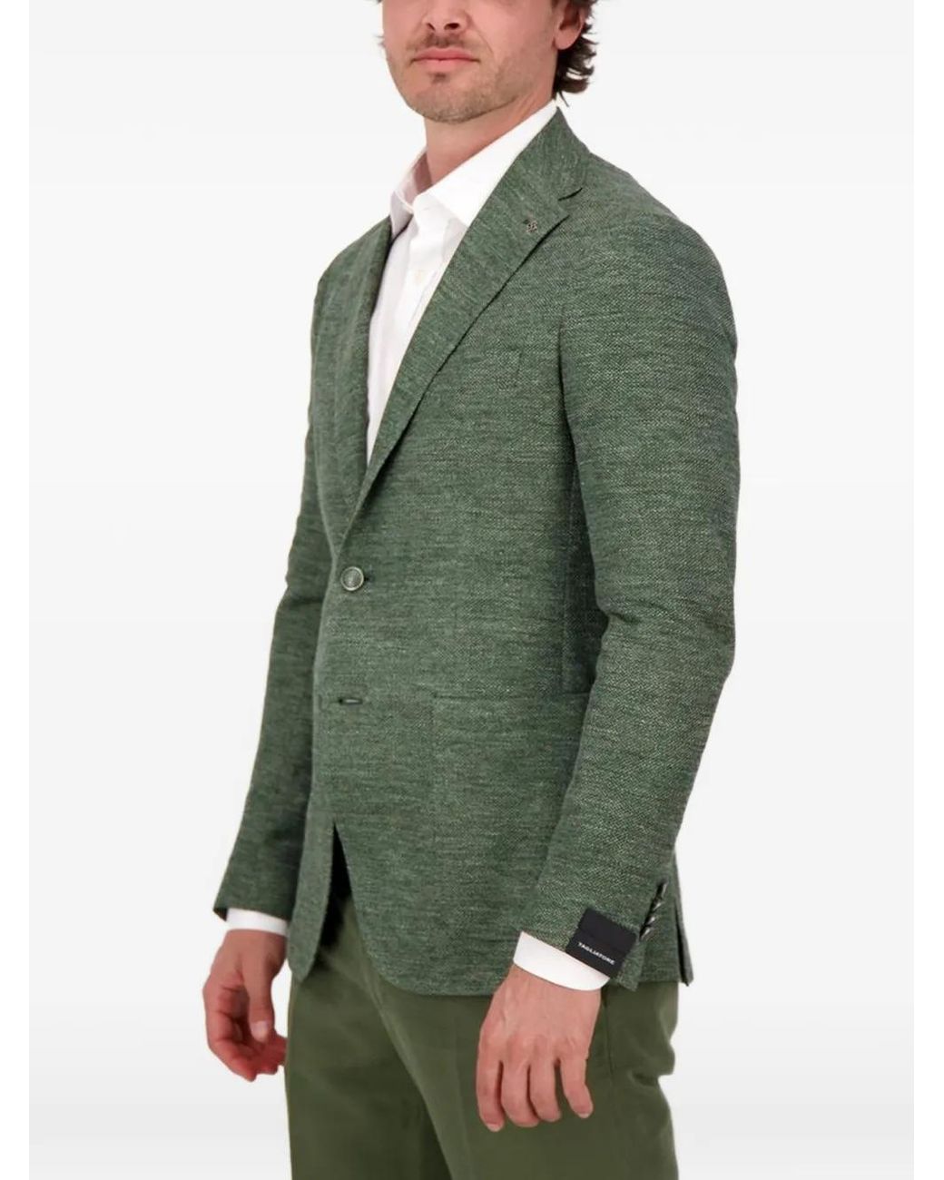 Tagliatore Green Single-Breasted Notch-Lapels Blazer for men