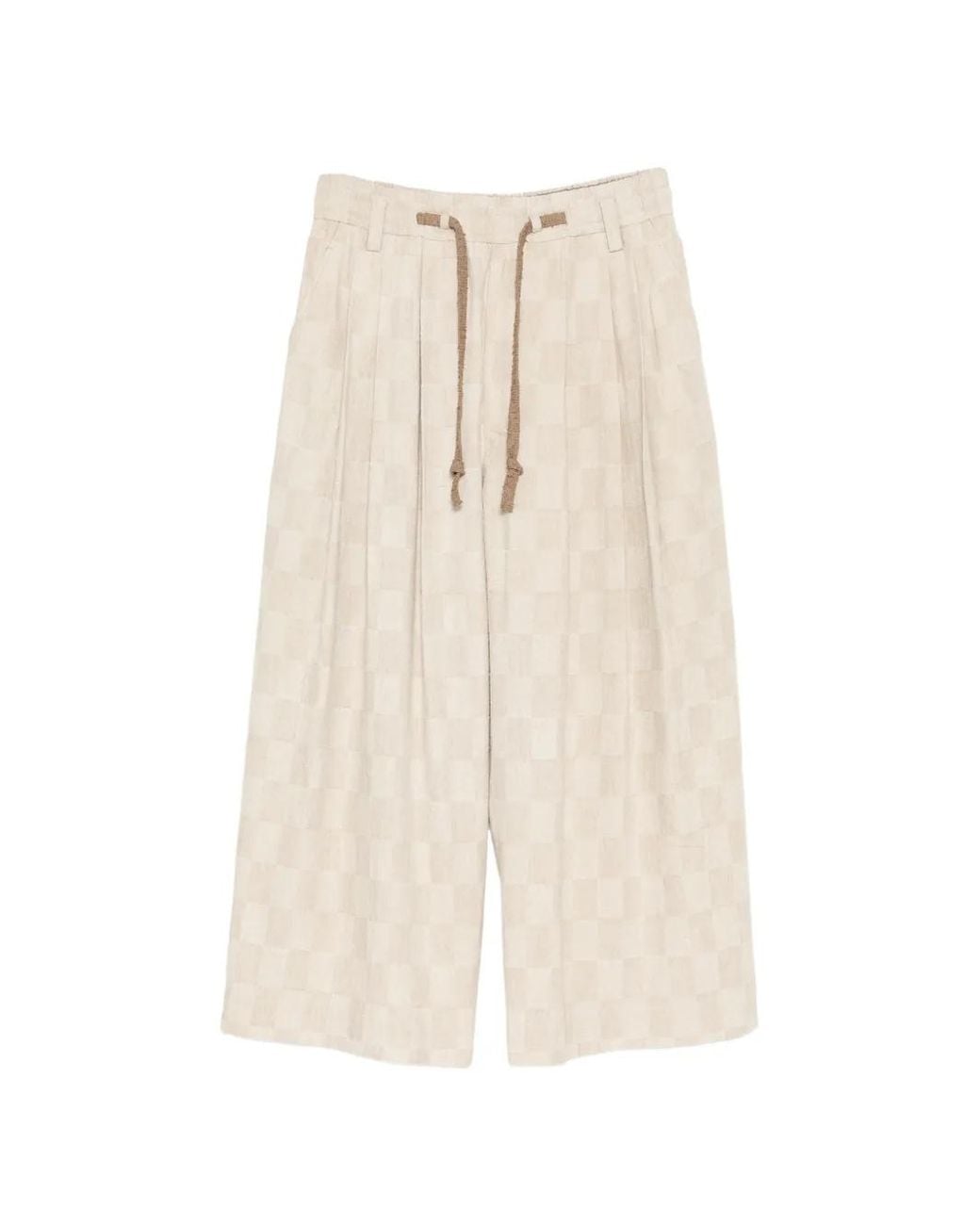 Ziggy Chen White Checkered Drawstring Trousers for men