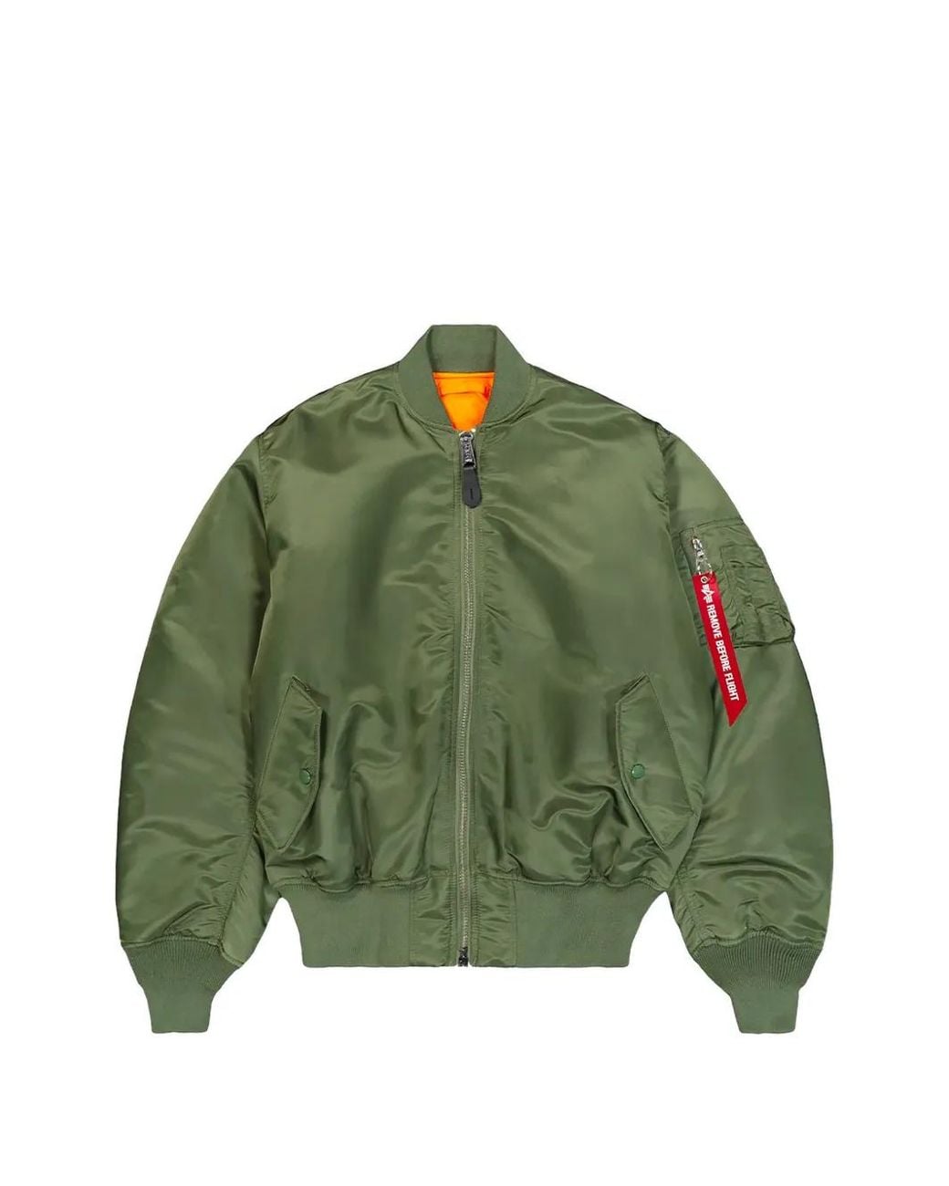 Alpha Industries Green Ma-1 Heritage Logo-Tag Bomber Jacket