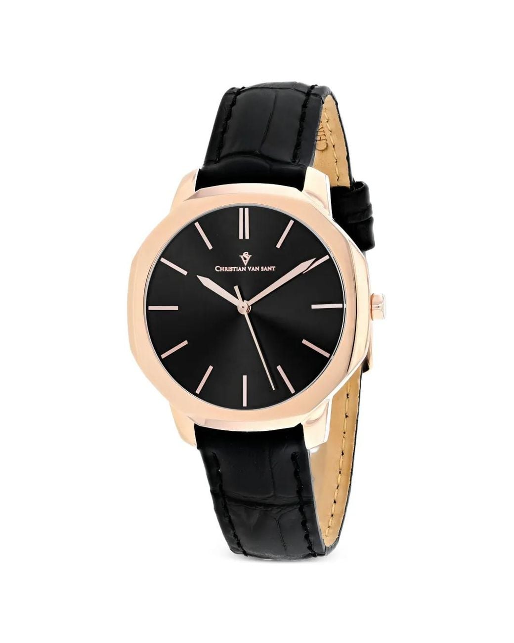 Christian Van Sant Black Octave Slim 37Mm Quartz Watch