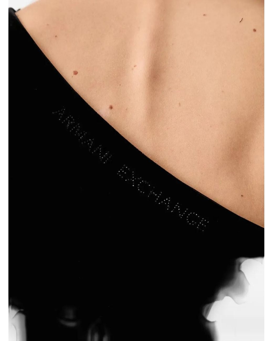 ARMANI EXCHANGE Black One-Shoulder Velvet Midi Dress
