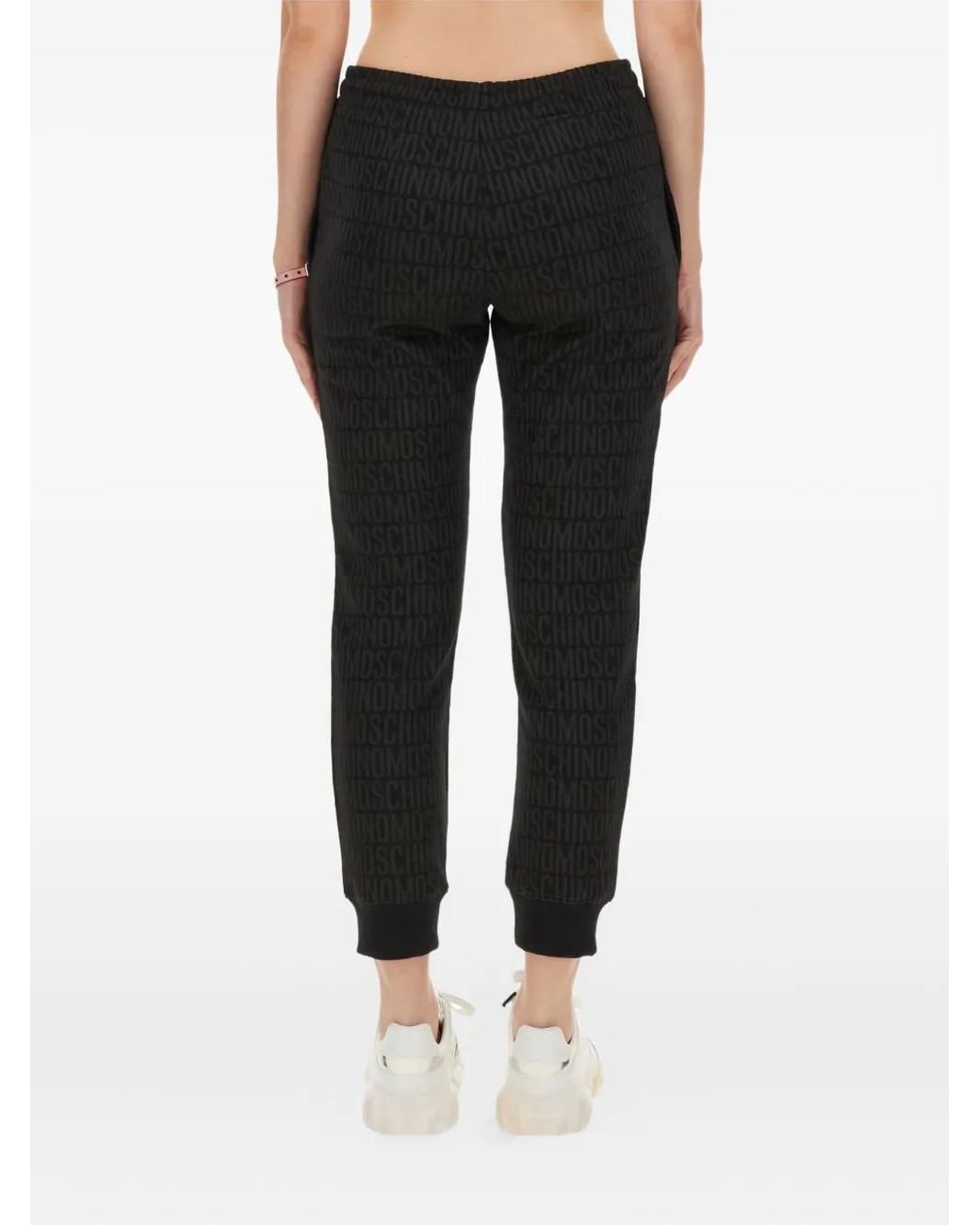 Moschino Black Monogram-Print Track Pants