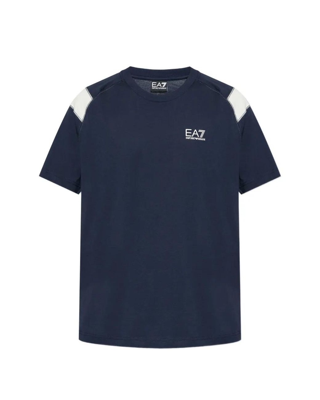 EA7 Blue Logo-Print T-Shirt for men