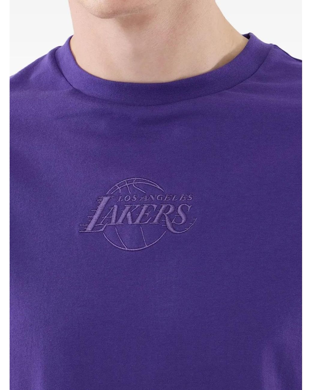 KTZ Purple Los Angeles Lakers Embroidered T-Shirt for men