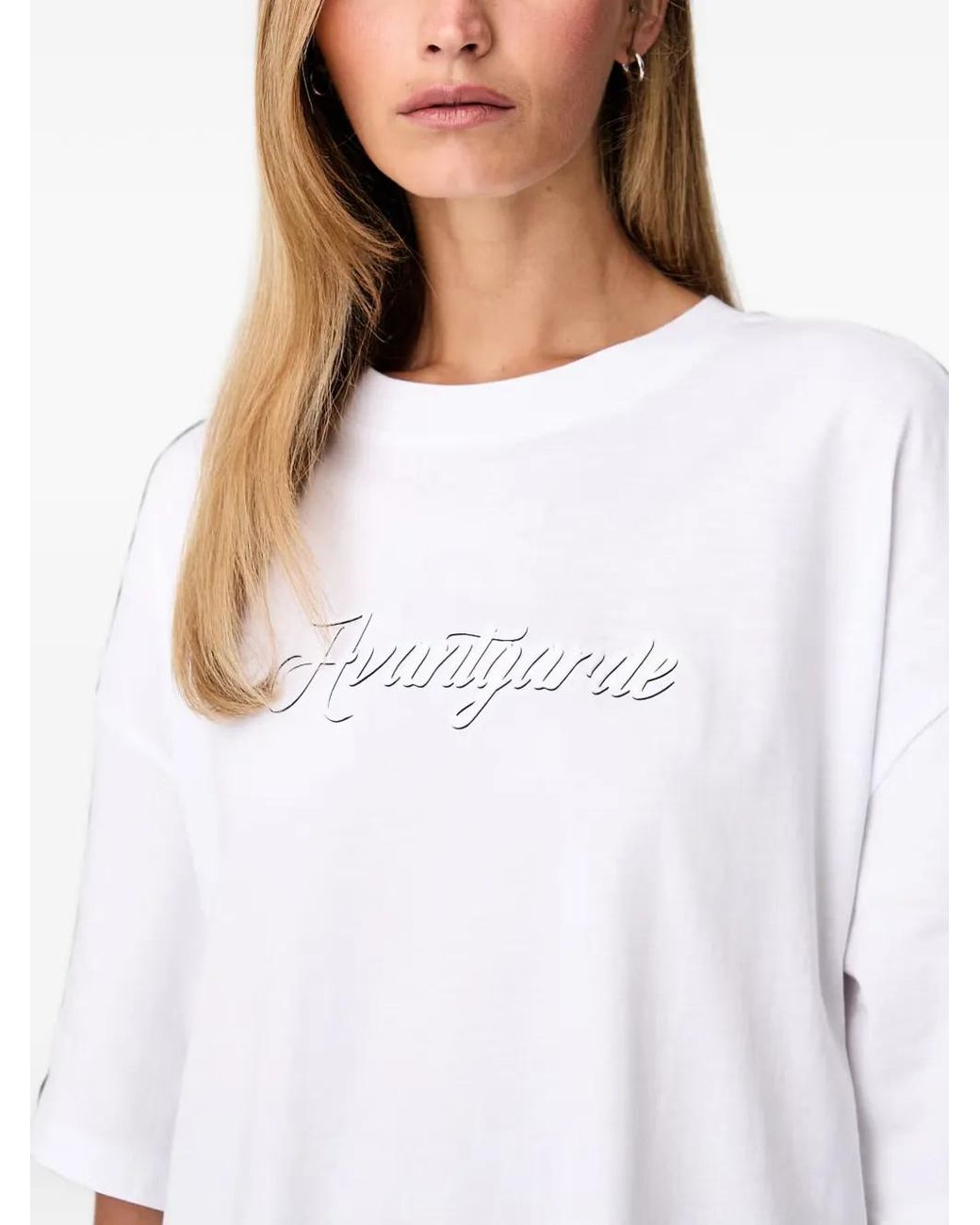 ARMANI EXCHANGE White Logo-Print Oversized T-Shirt