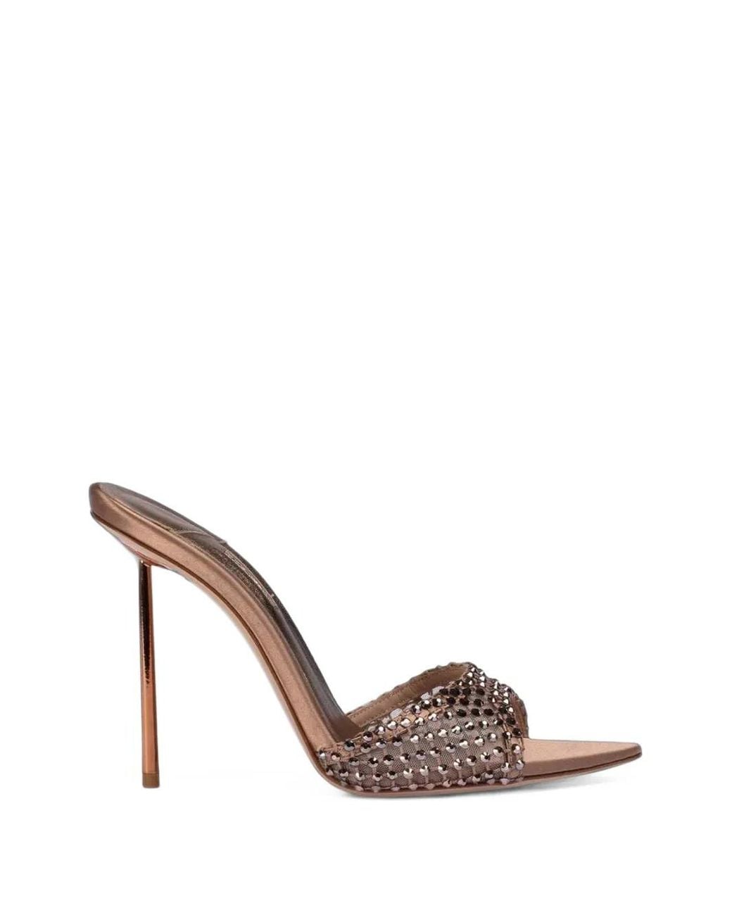 Le Silla Brown Gilda Crystal-Embellished Pointed-Toe Sandals