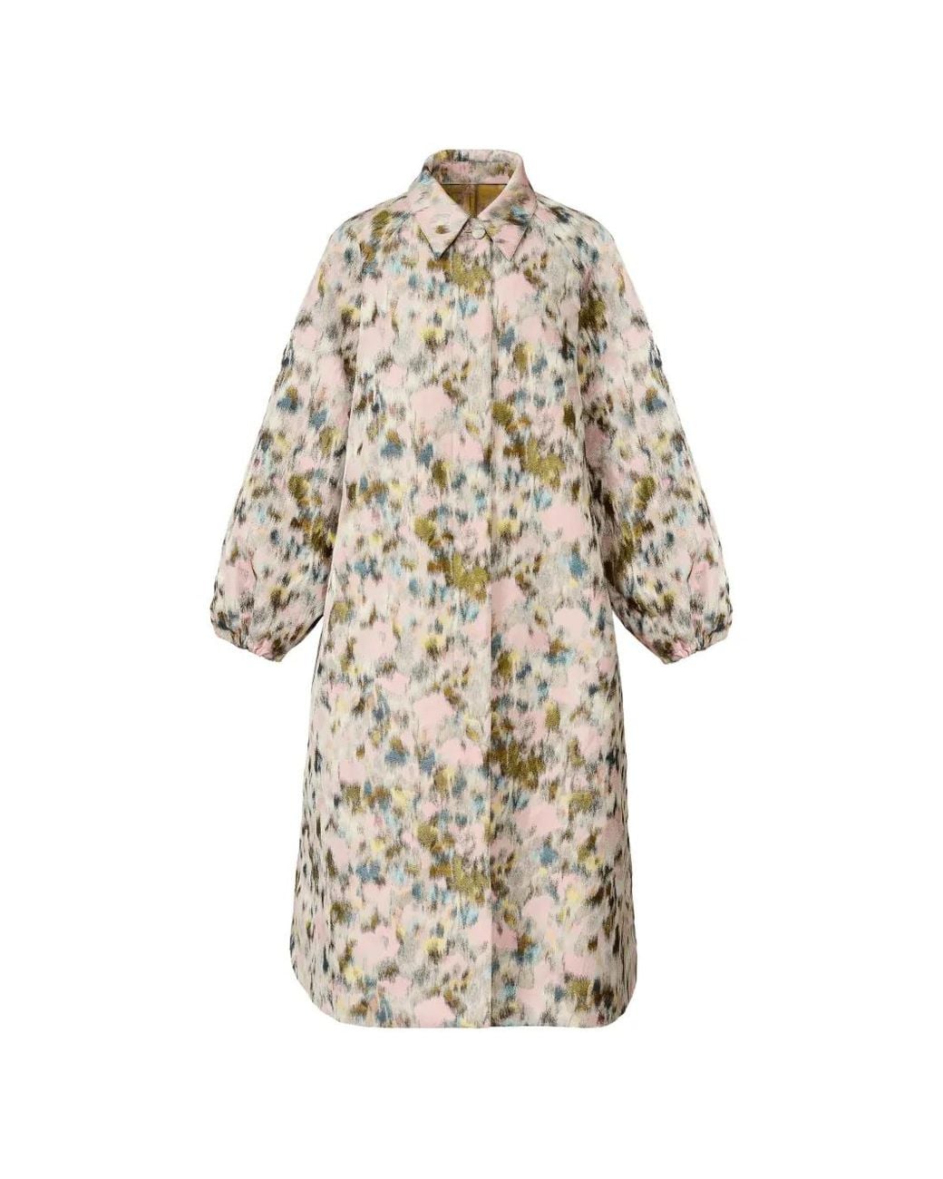 Fabiana Filippi White Balloon-Sleeve Printed Coat