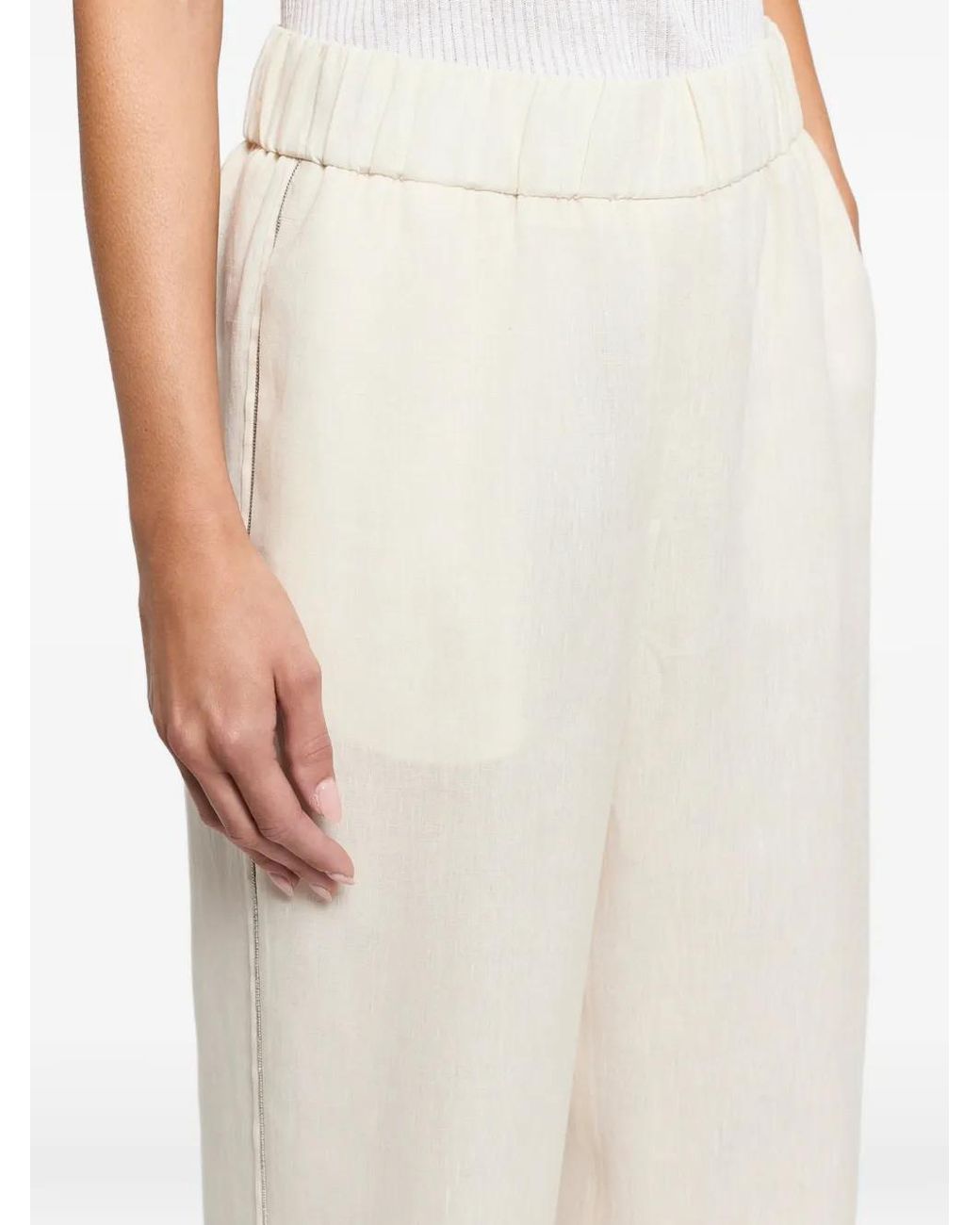 Peserico Natural Elasticated Turn-Up Trousers